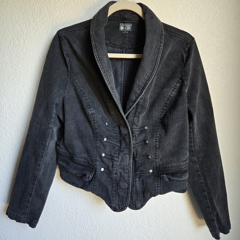 Converse All Star Black Denim Jacket Women’s Sz L